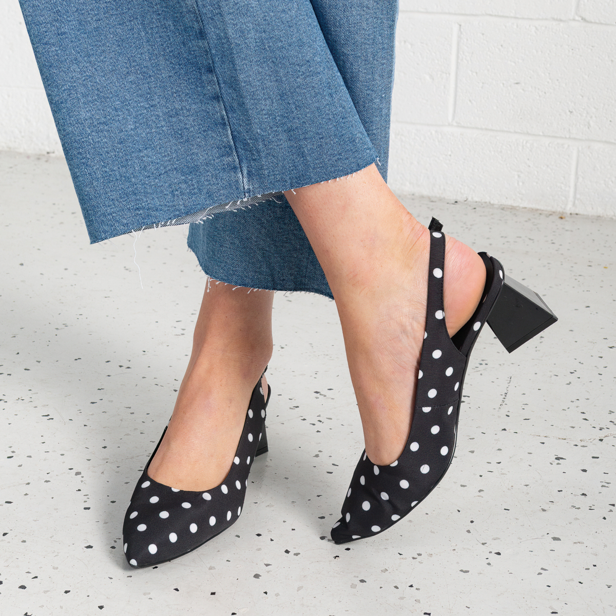 Ihops Black White Spots Leather Heels - DJANGO AND JULIETTE | Shouz