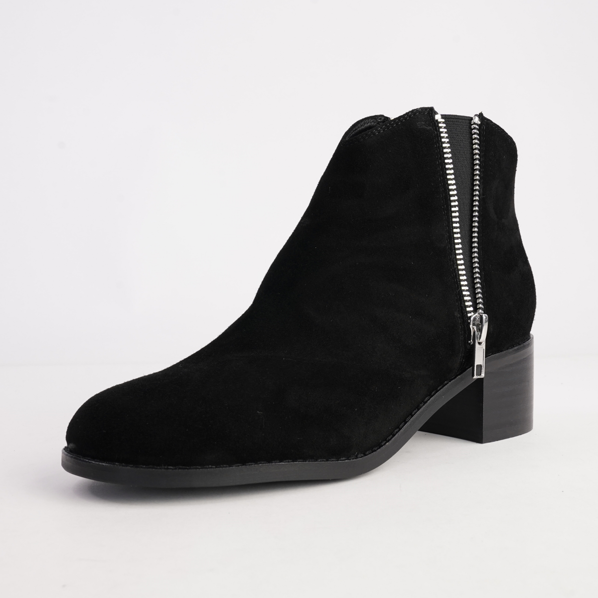 Ricarda Black Suede/ Black Heel Ankle Boots - DJANGO AND JULIETTE | Shouz