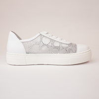 Fresno White Leather Mesh Sneakers