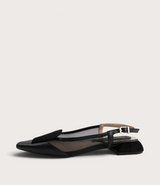 Vivienne Black Leather/ Black Mts Suede Flats