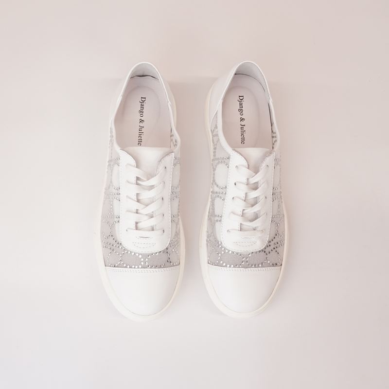 Fresno White Leather Mesh Sneakers