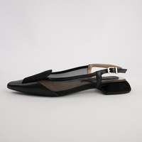 Vivienne Black Leather/ Black Mts Suede Flats