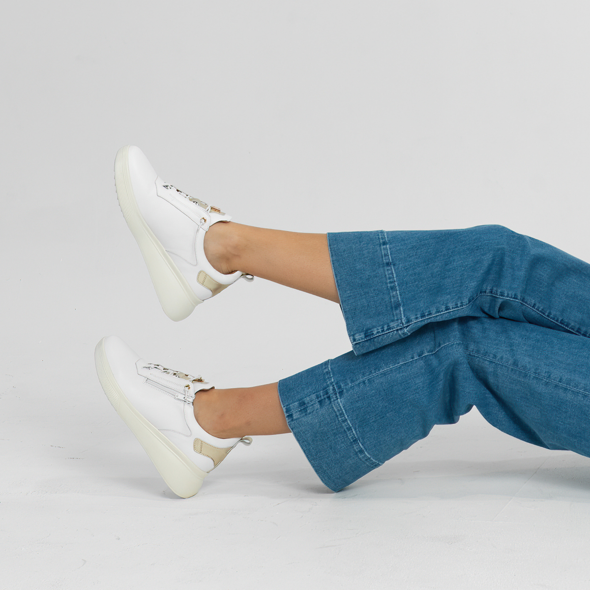 Tickler White Leather Sneakers - ALFIE AND EVIE | Shouz