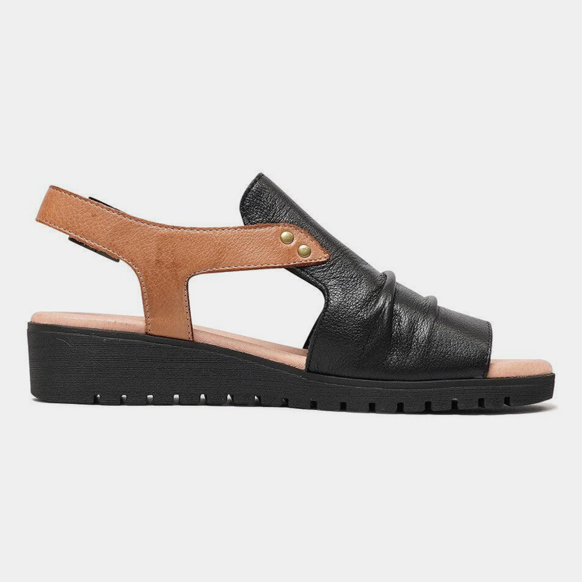 Madis Black/ Dark Tan Leather Sandals - DJANGO AND JULIETTE | Shouz