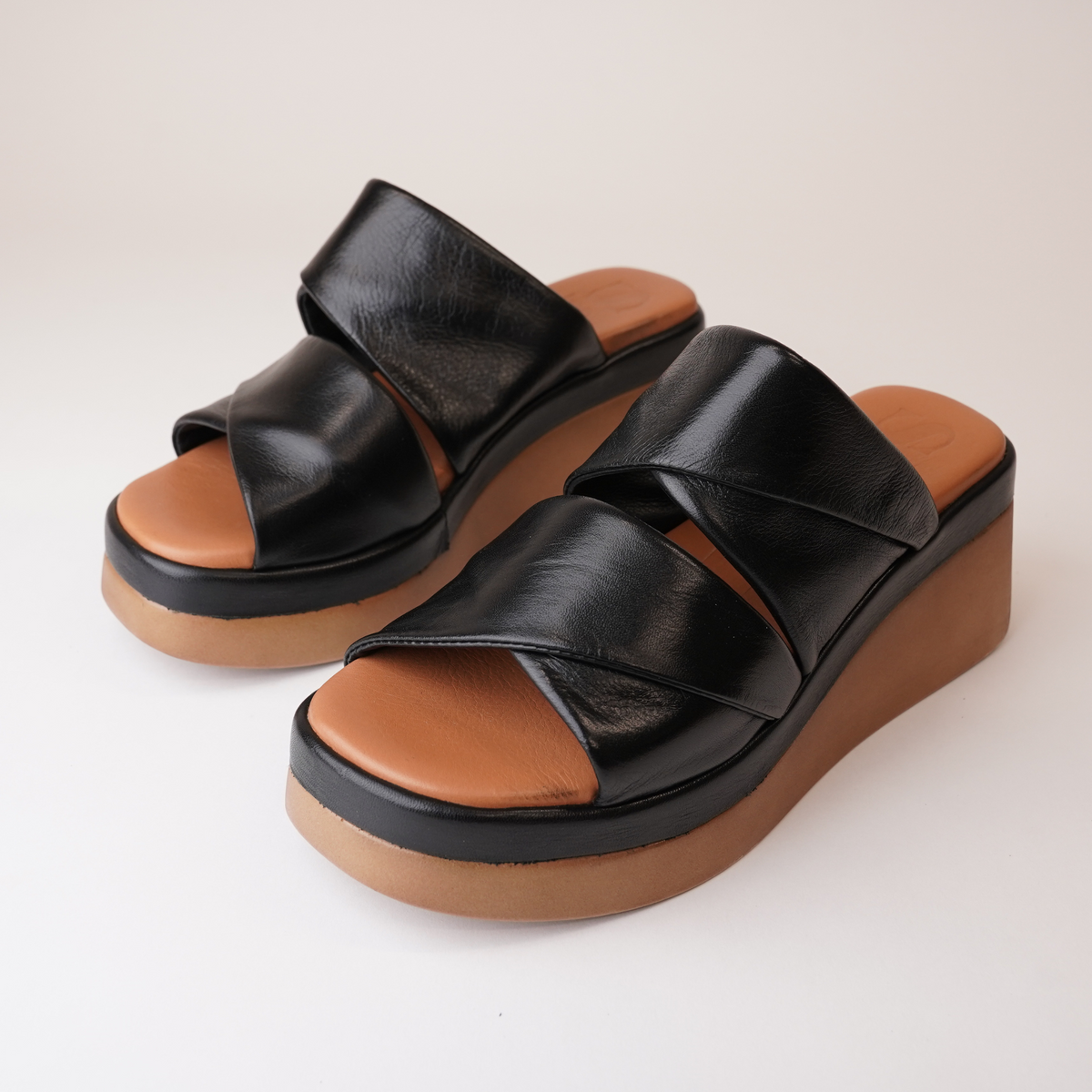 Caro Black Leather Sandals