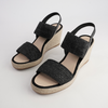Pivey Black/ Natural Rope Espadrille Wedges