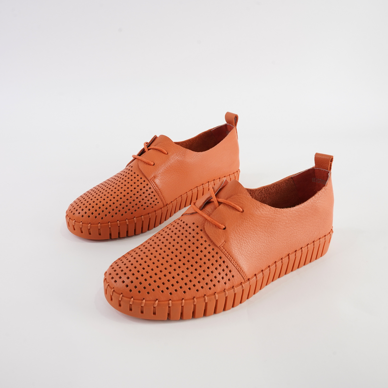 Huston Orange/ Orange Sole Leather Sneakers
