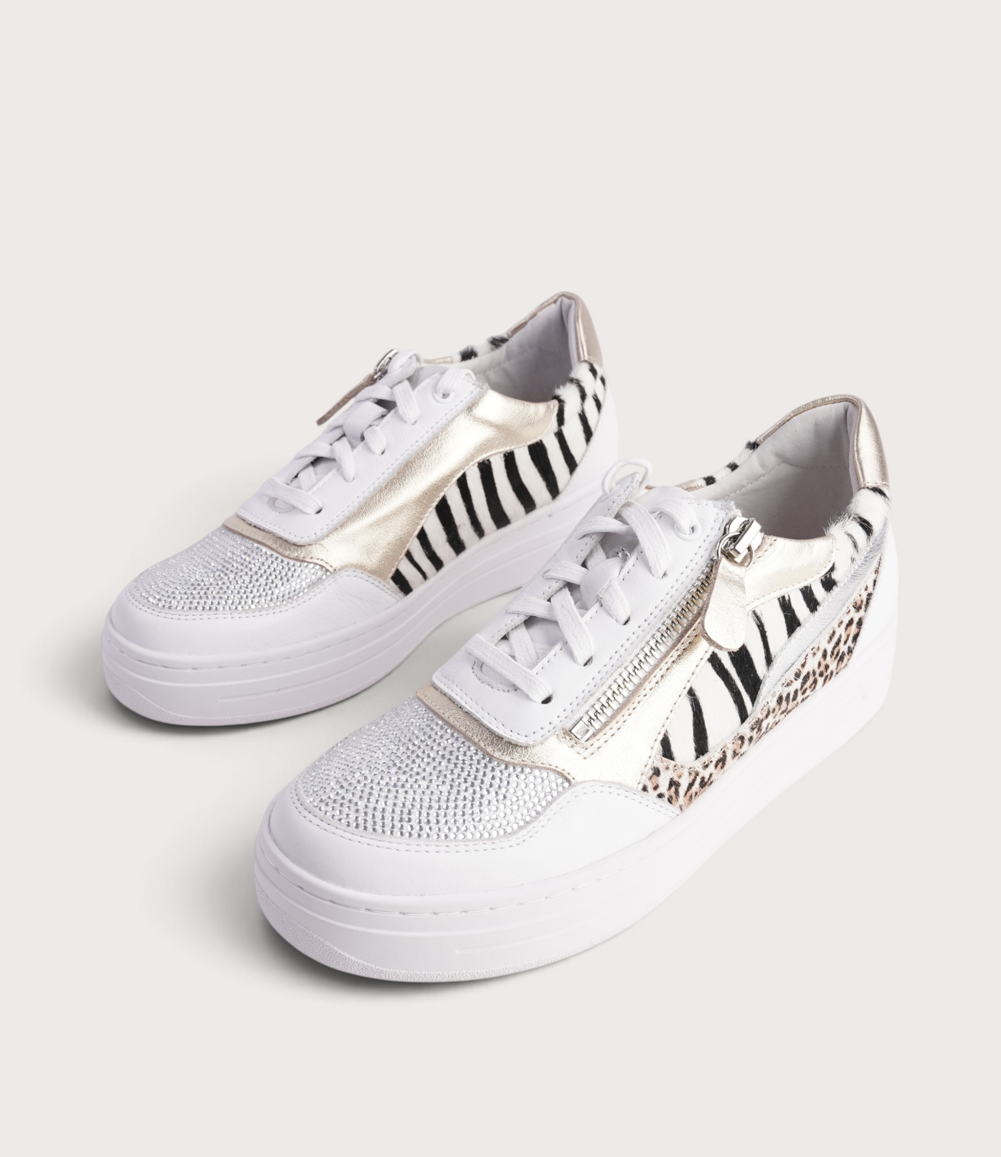 Nevyle White Multi Leather Sneakers