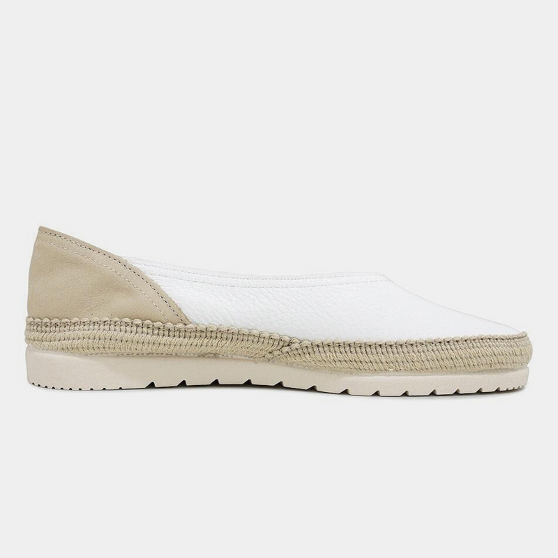 Noelia White Leather Espadrilles