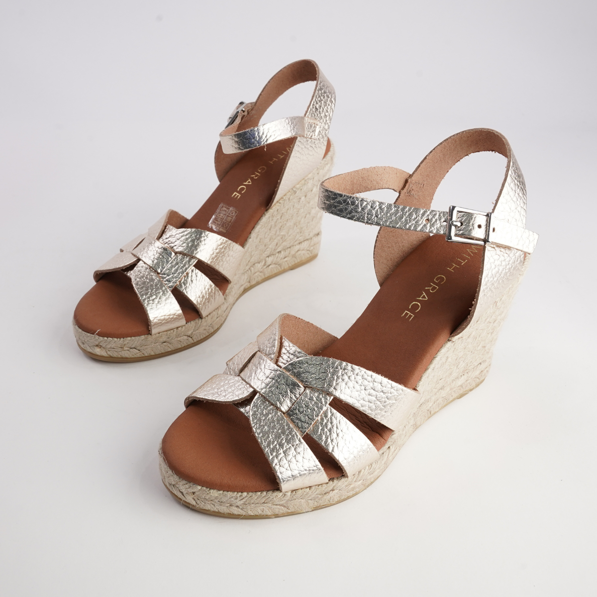 Sophia Doya Champagne Leather Espadrille Wedges