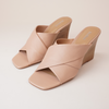 Aiya Dark Nude/ Natural Heel Leather Wedges