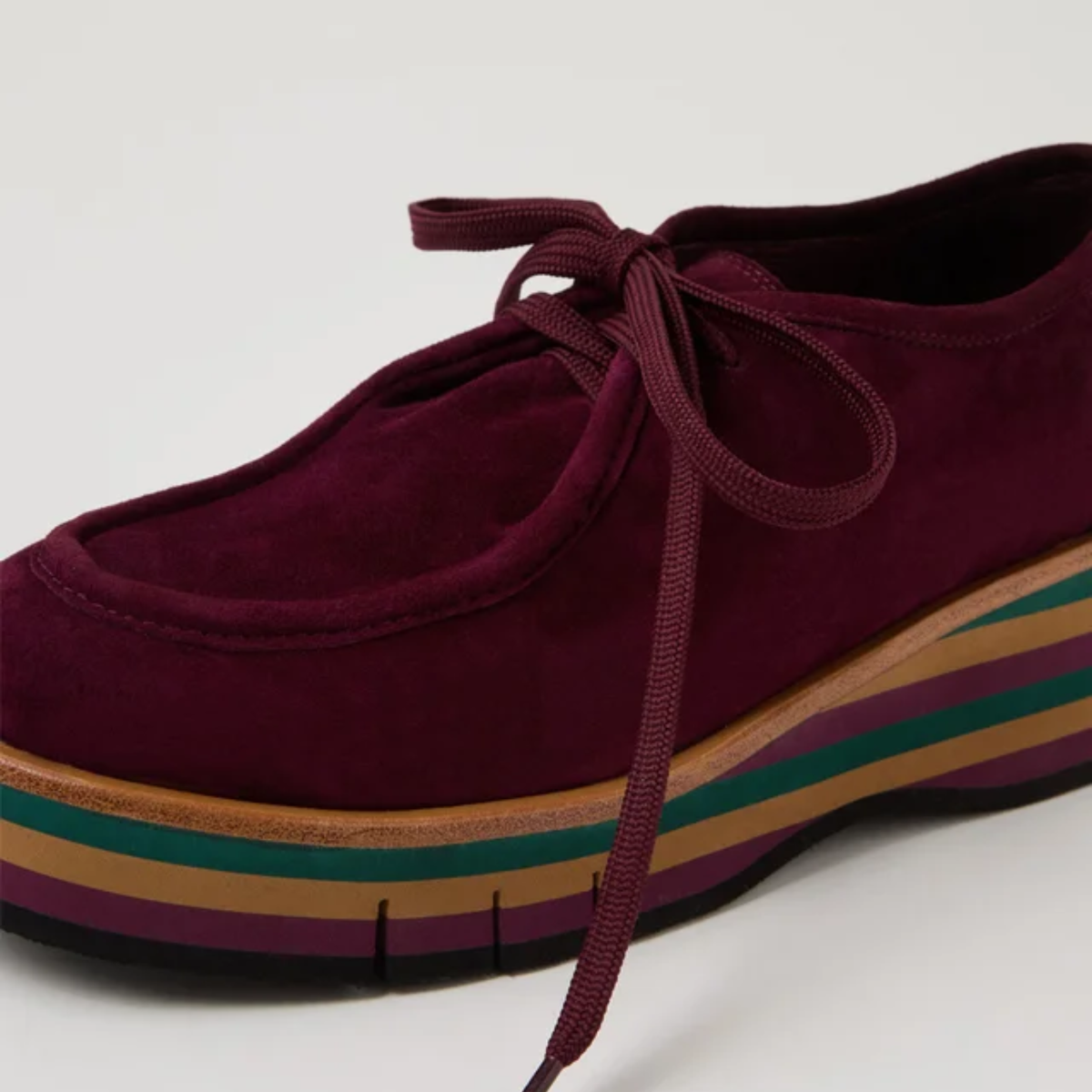 Gnota Burgundy Suede/ Forest and Tan Multi Sole Flats - DJANGO AND JULIETTE | Shouz