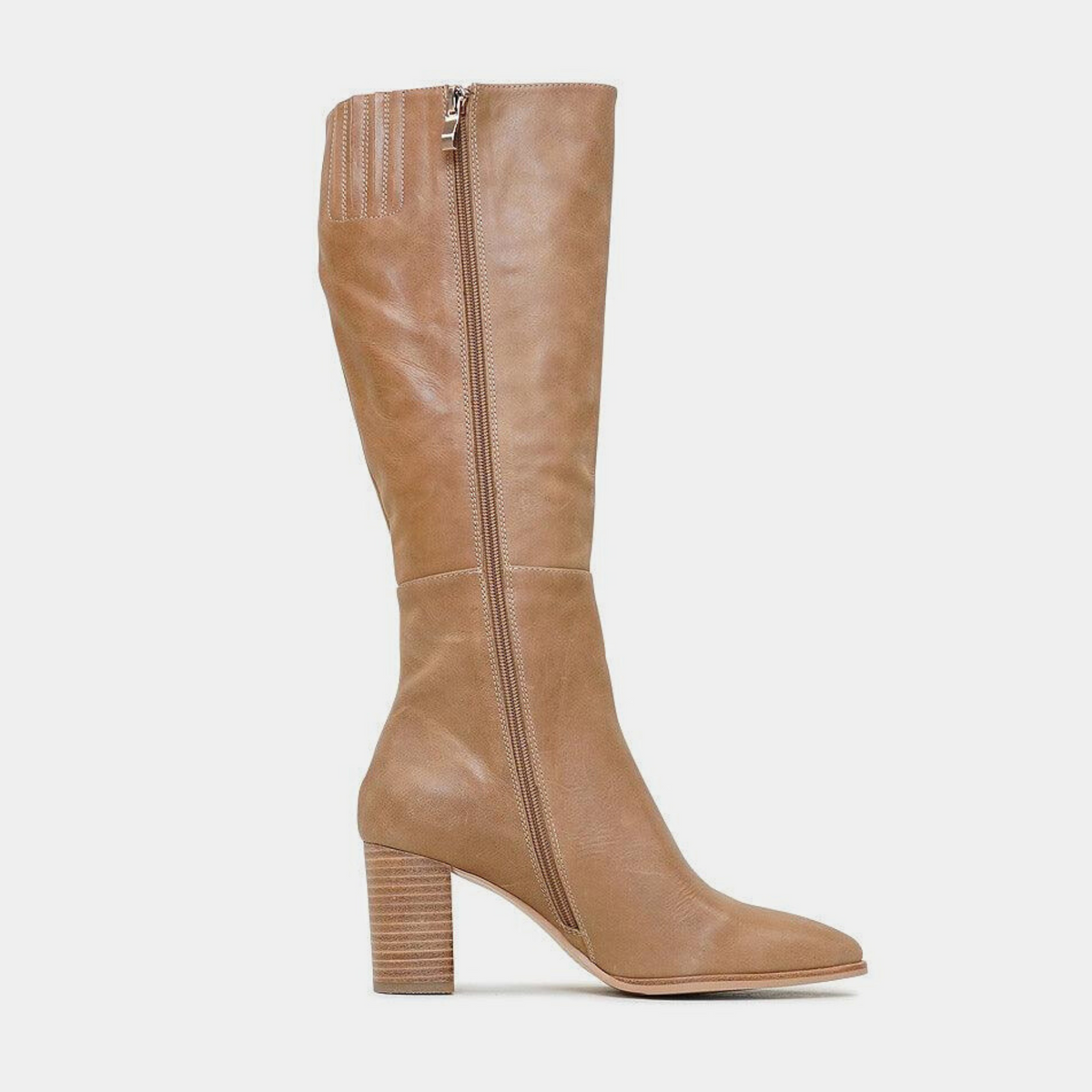Allouta Tan Leather Knee High Boots - Shouz