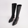 Swap Black Leather Knee High Boots