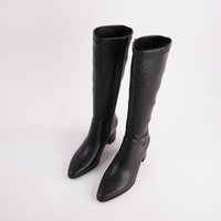 Swap Black Leather Knee High Boots