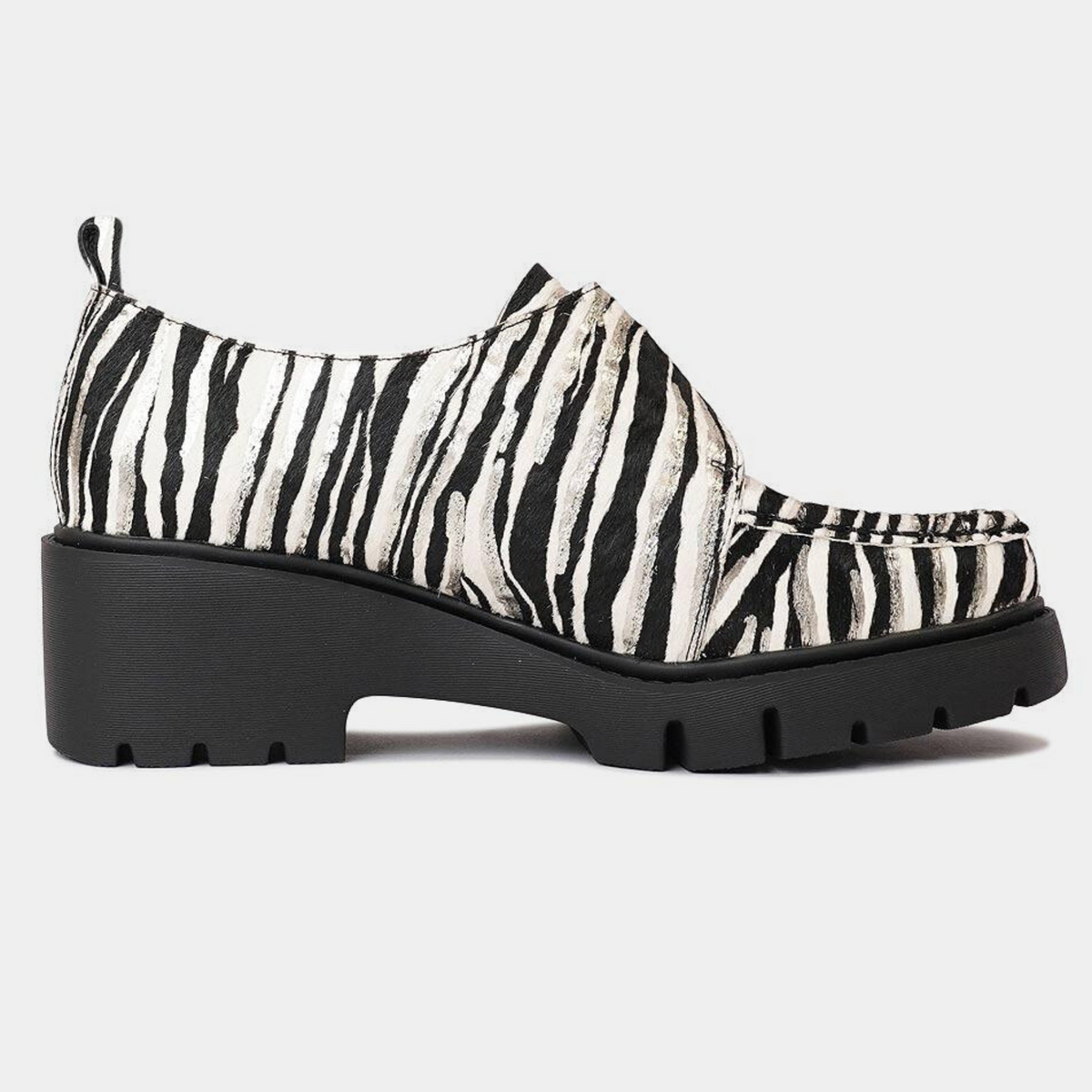 Umbers Zebra Pony Heeled Loafers