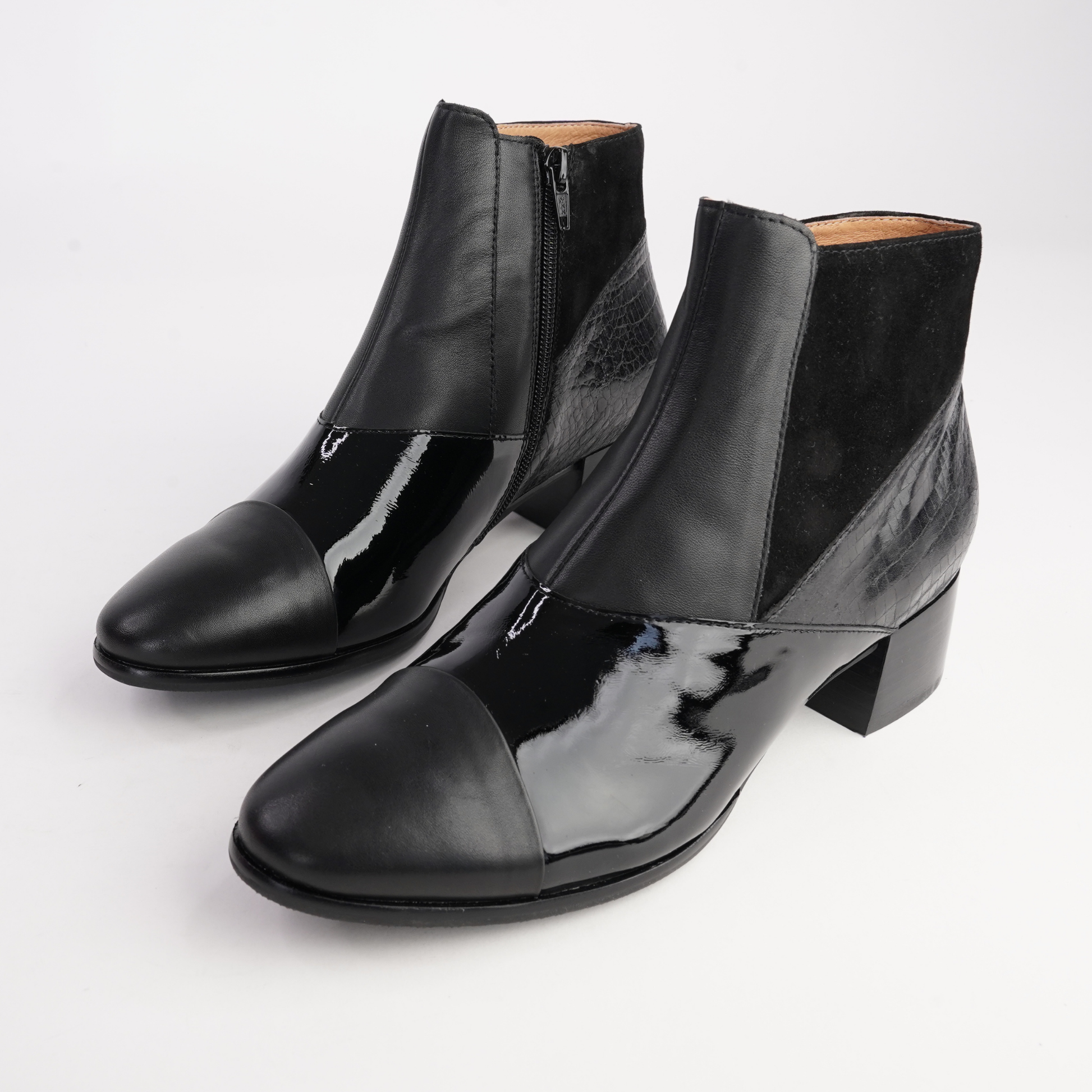 Award Black Mix Leather Ankle Boots - BRESLEY | Shouz