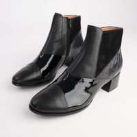 Award Black Mix Leather Ankle Boots - BRESLEY | Shouz