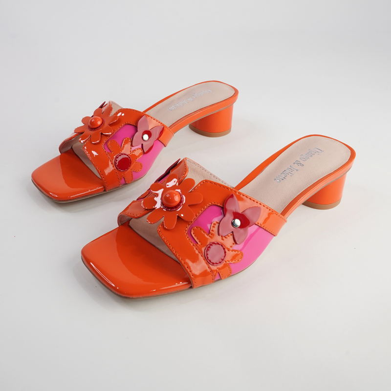 Hetti Orange/ Pink Multi Patent Leather Heels
