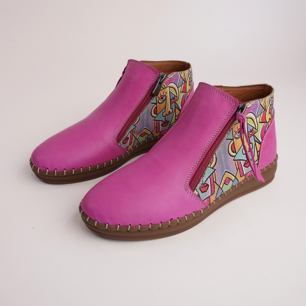 Regan Bead Picasso Leather Ankle Boots