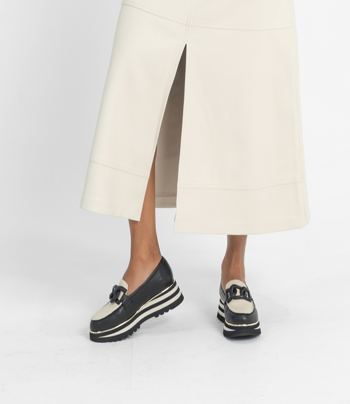 Ealia Black/ Milk Leather Loafers - DJANGO AND JULIETTE | Shouz
