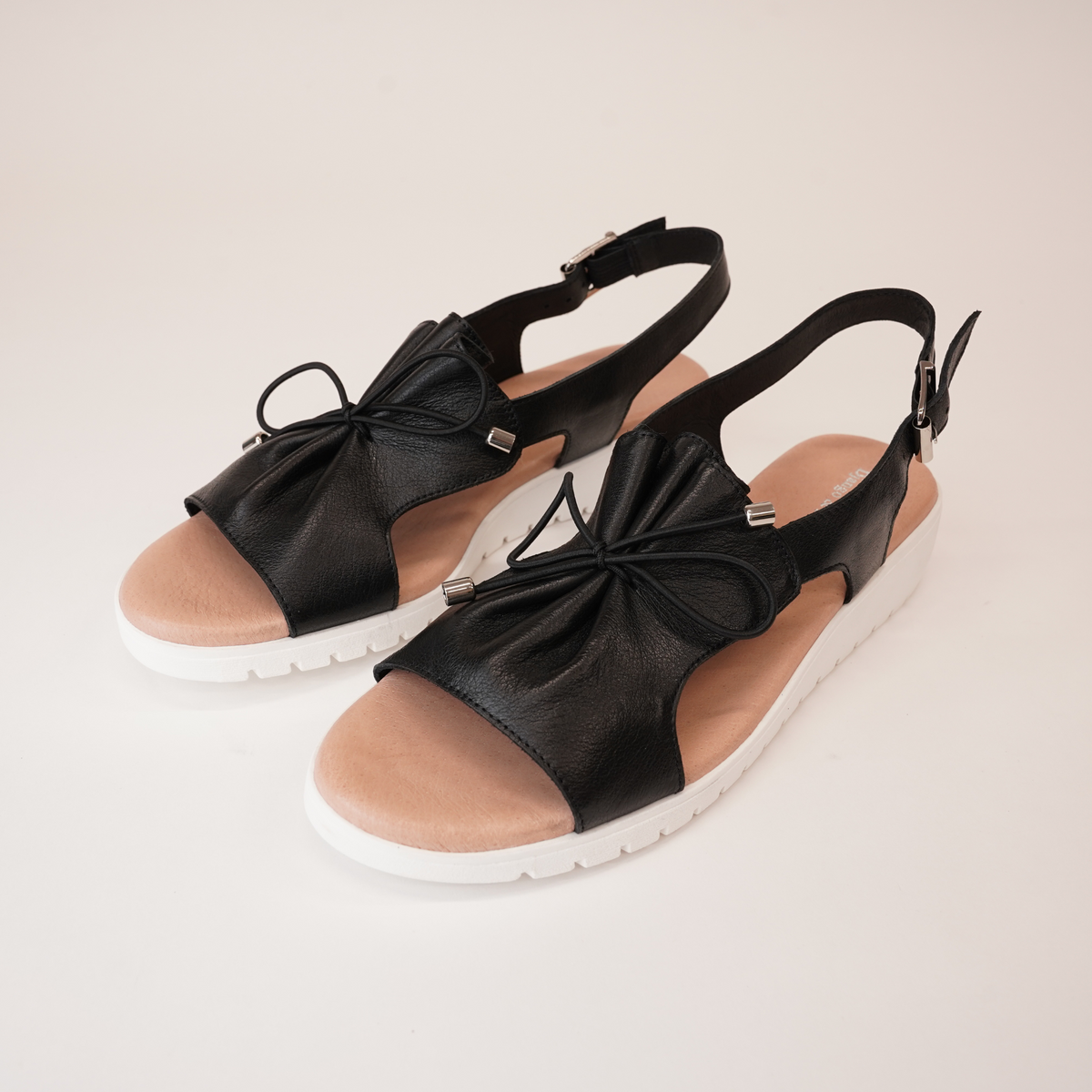 Malika Black/White Leather Sandals