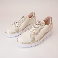 Js-4420 Beige/ Champagne Leather Sneakers