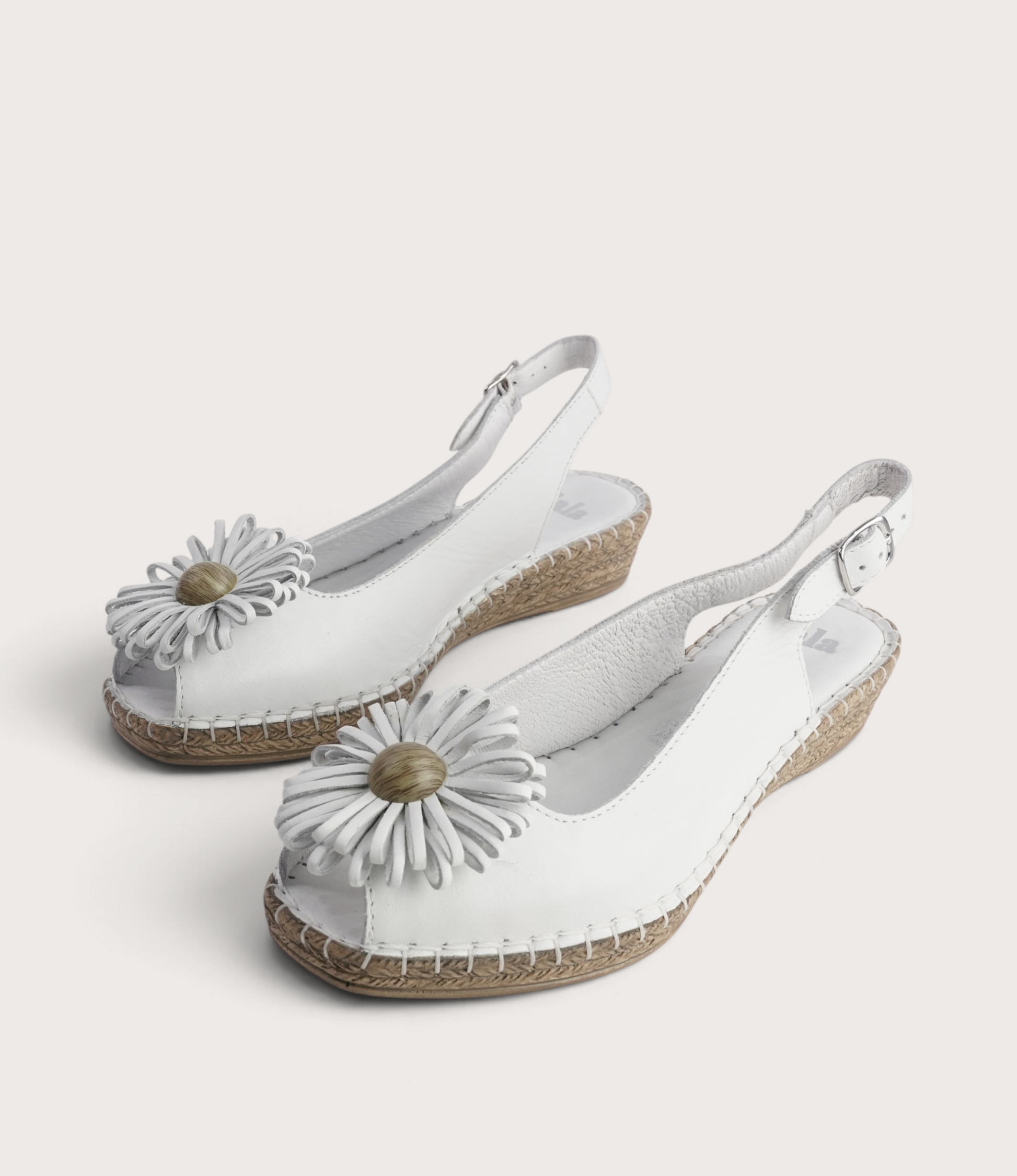 Erica White Leather Espadrille Wedges