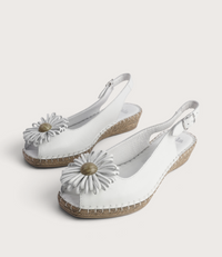Erica White Leather Espadrille Wedges