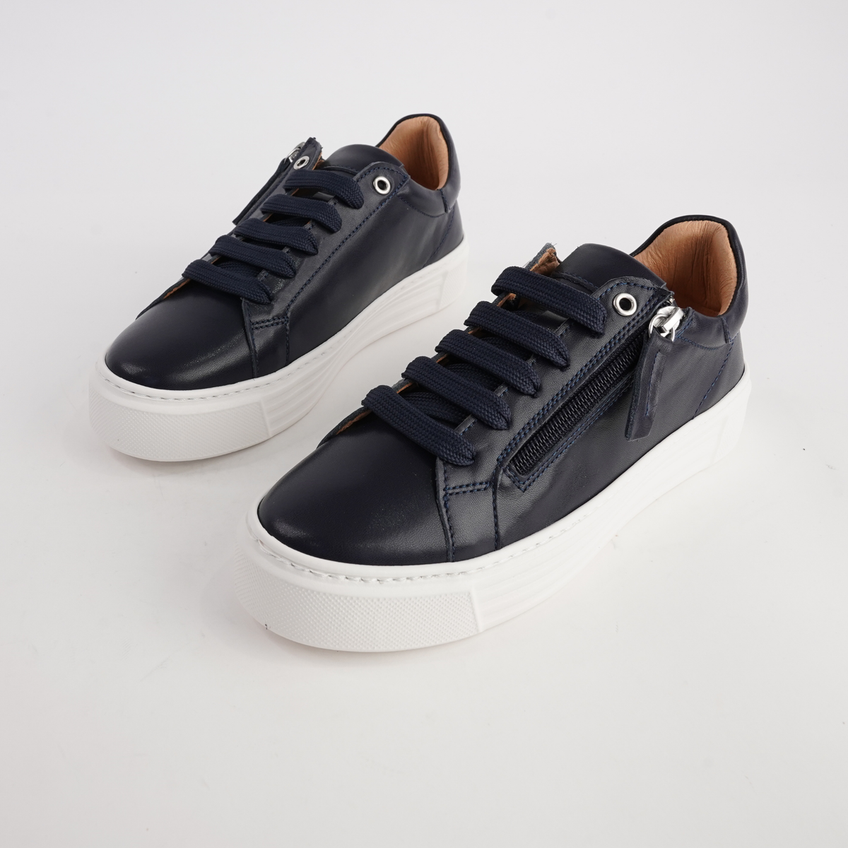 Elly Deep Ocean Leather Sneakers - SALA | Shouz