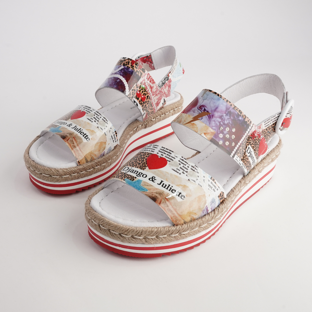 Atha Collage Print Leather Sandals