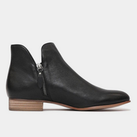 Faye Black/ Natural Heel Leather Ankle Boots