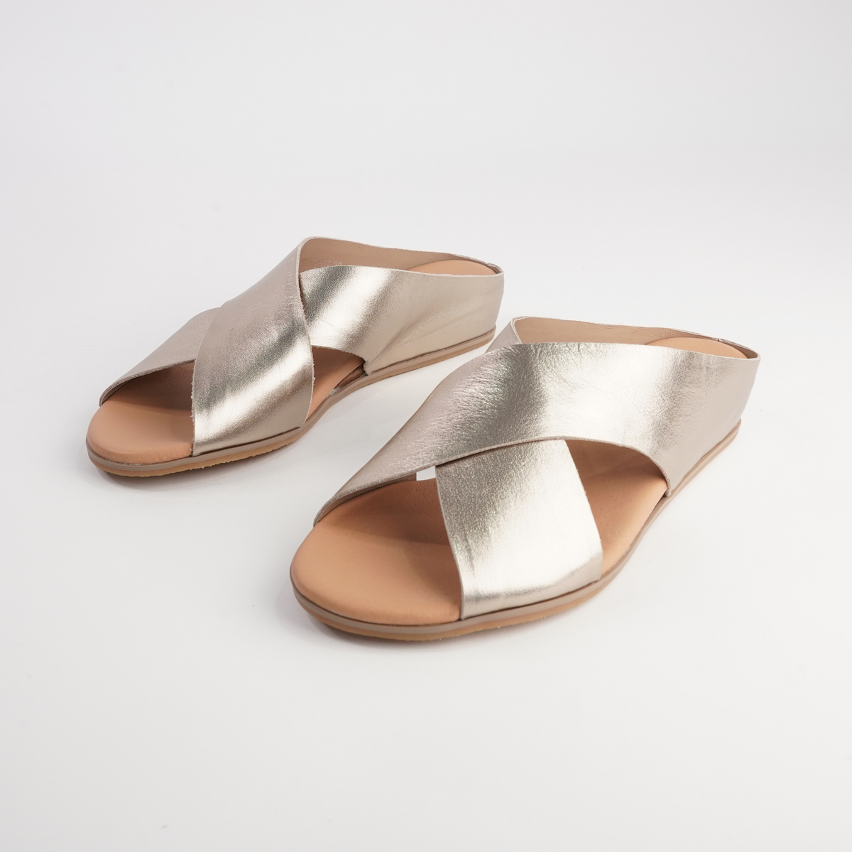 Harli Champagne Leather Slides