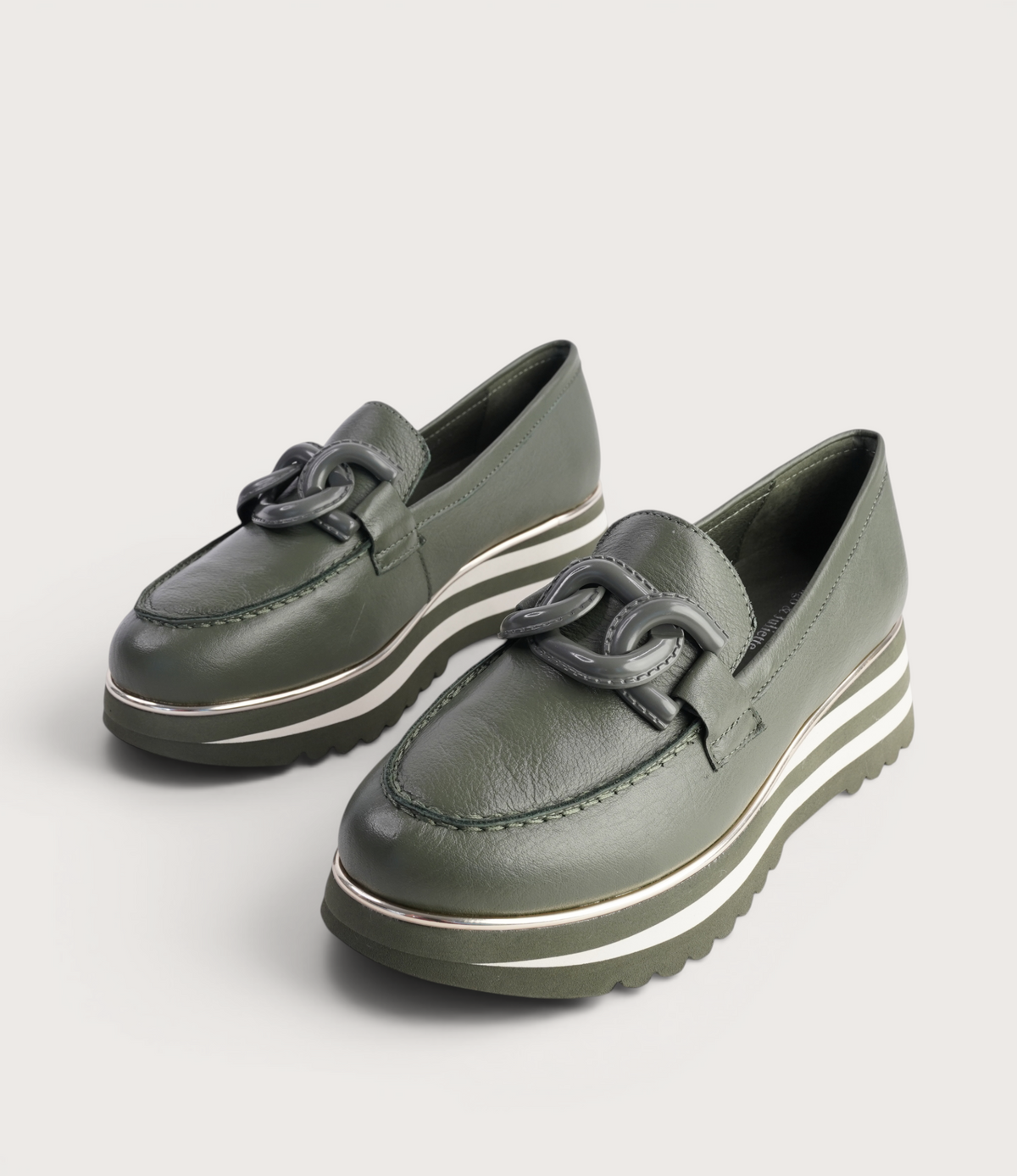 Ealia Olive/ Milk Leather Loafers