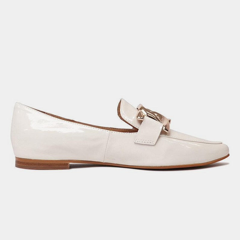 Socoro Ivory Patent Leather Loafers