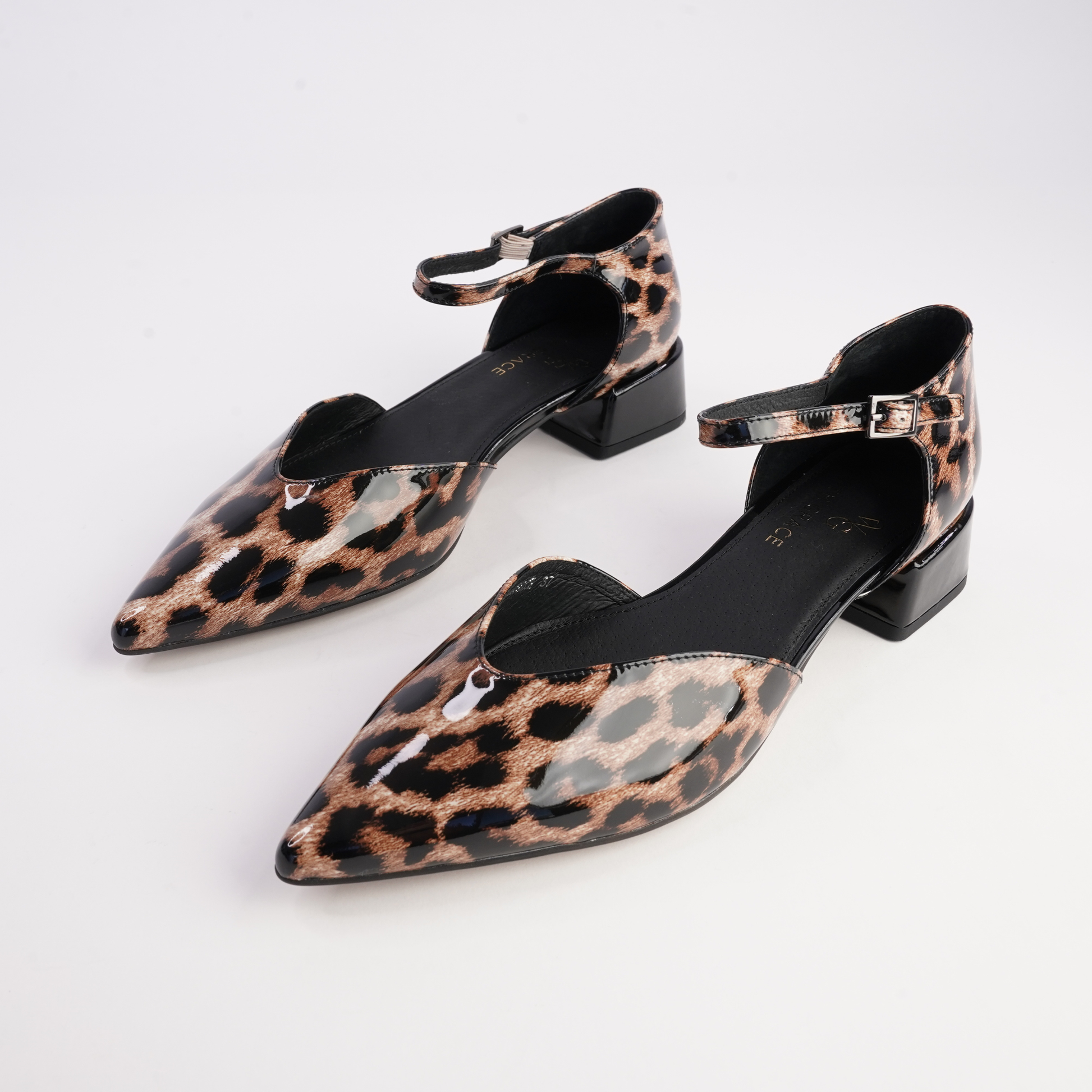 Munich Ocelot Patent Leather Flats - WITH GRACE | Shouz