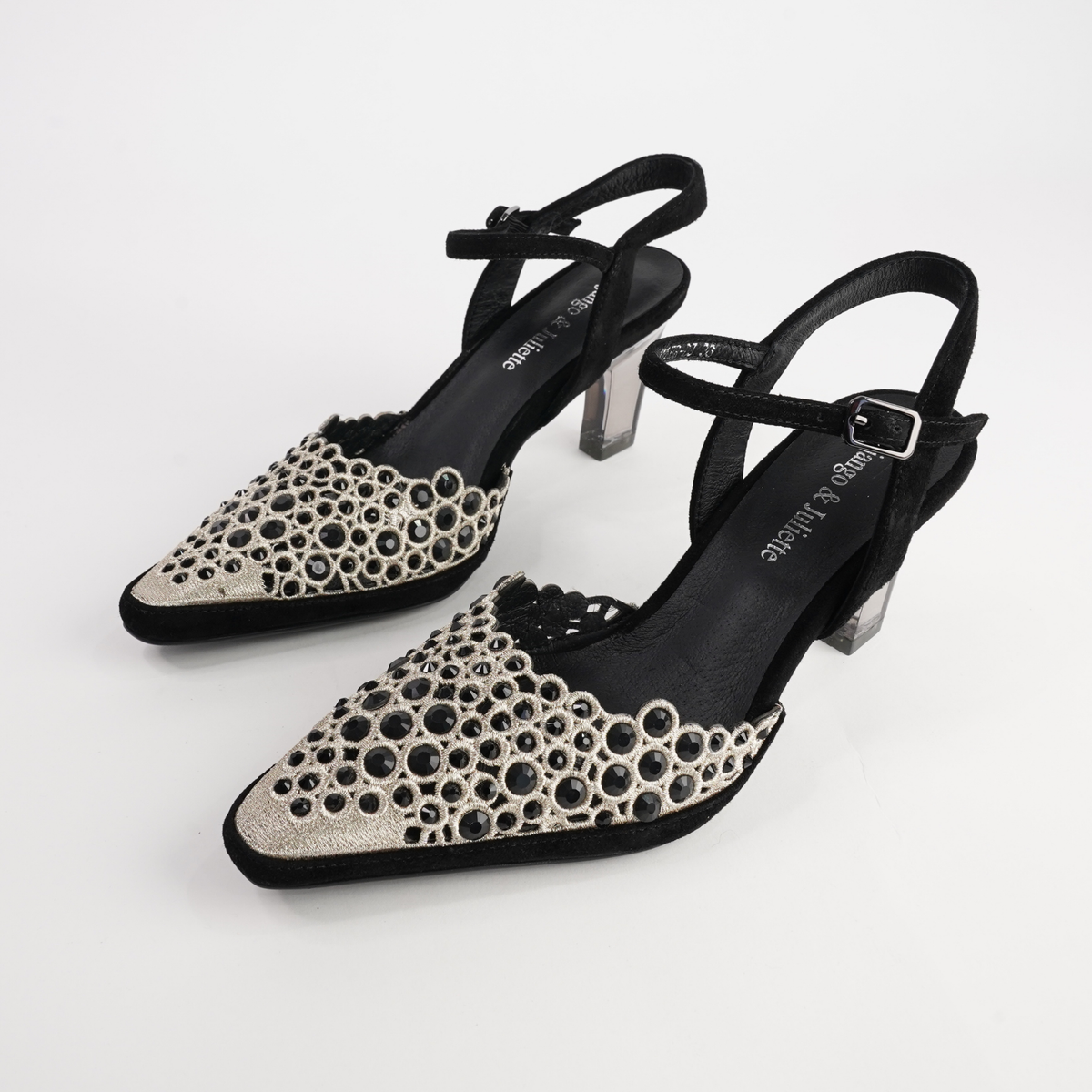 Kyler Black/ Gold Leather Heels
