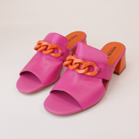 Adder Fuchsia/ Orange Leather Heels