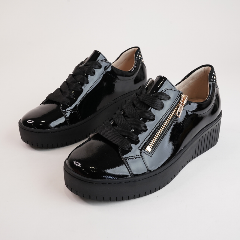 Kees Black Patent Leather Sneakers