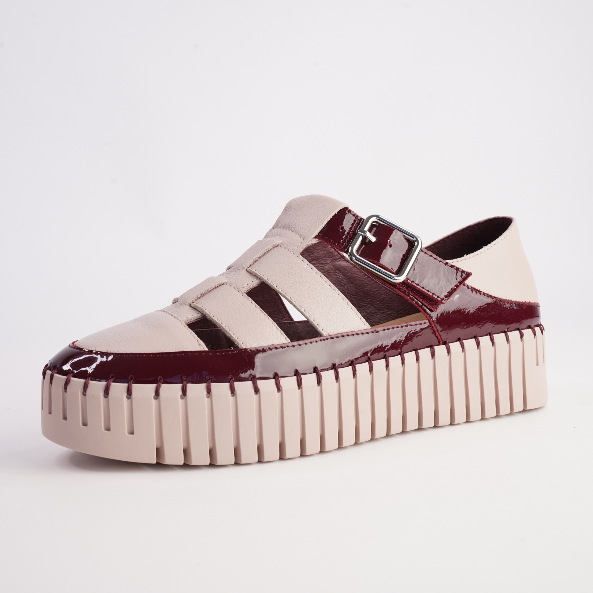 Baytown Burgundy Patent/ Nude Leather Sneakers