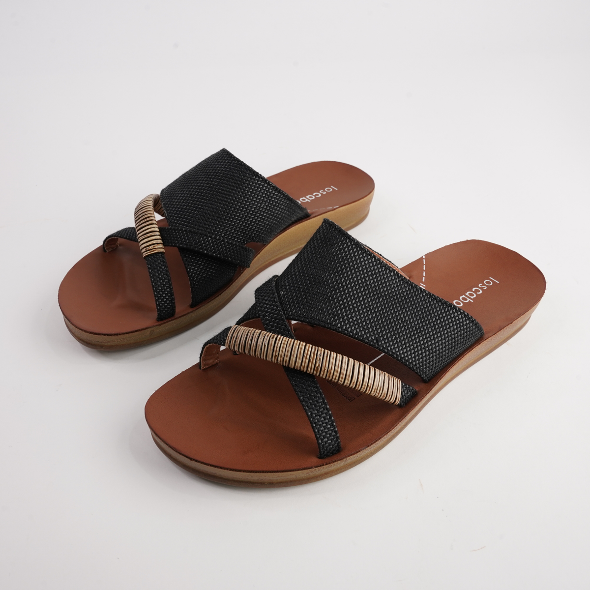 Bride Black Raffia Slides