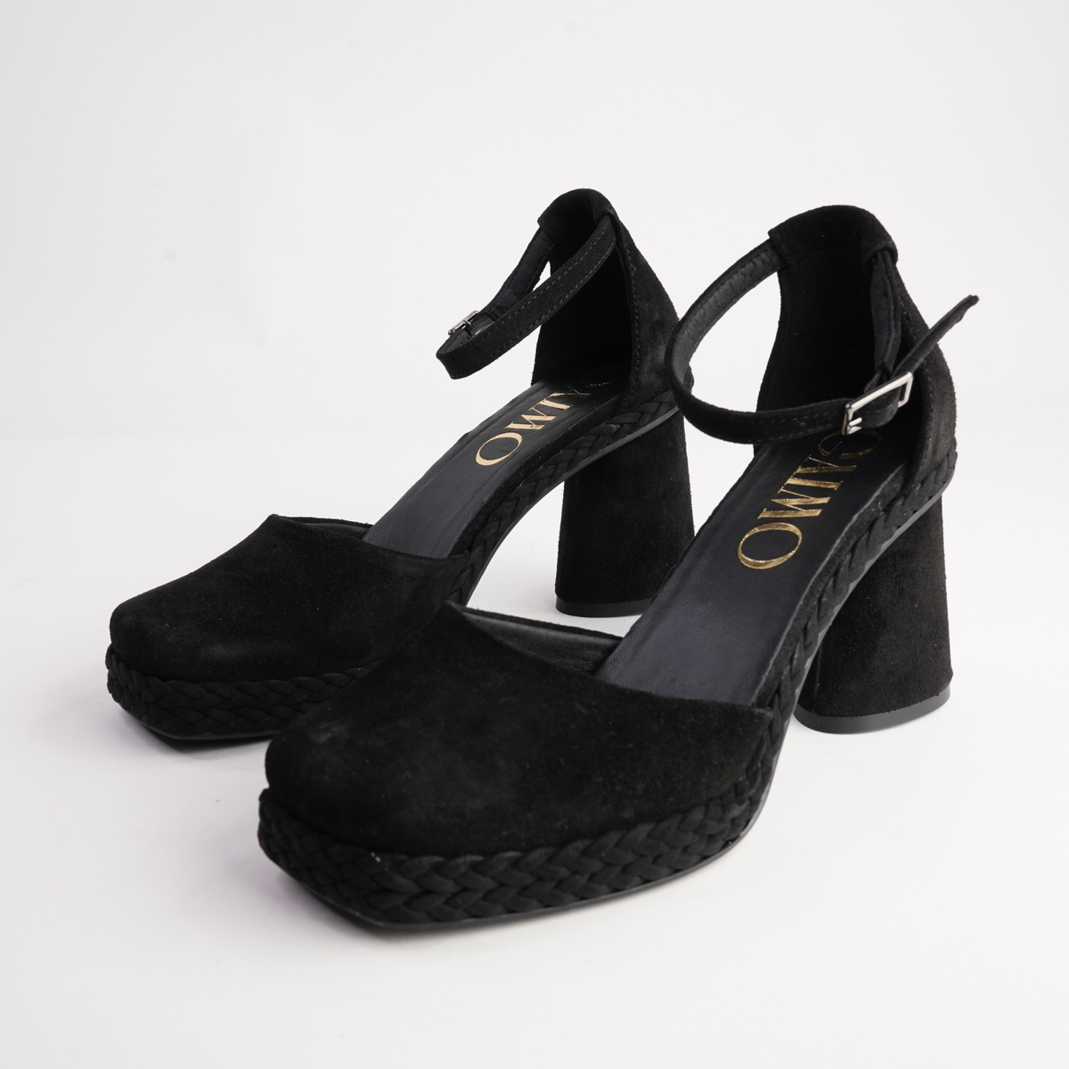 Eldon Negro Nubuck Leather Heels - GAIMO | Shouz