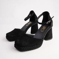 Eldon Negro Nubuck Leather Heels - GAIMO | Shouz