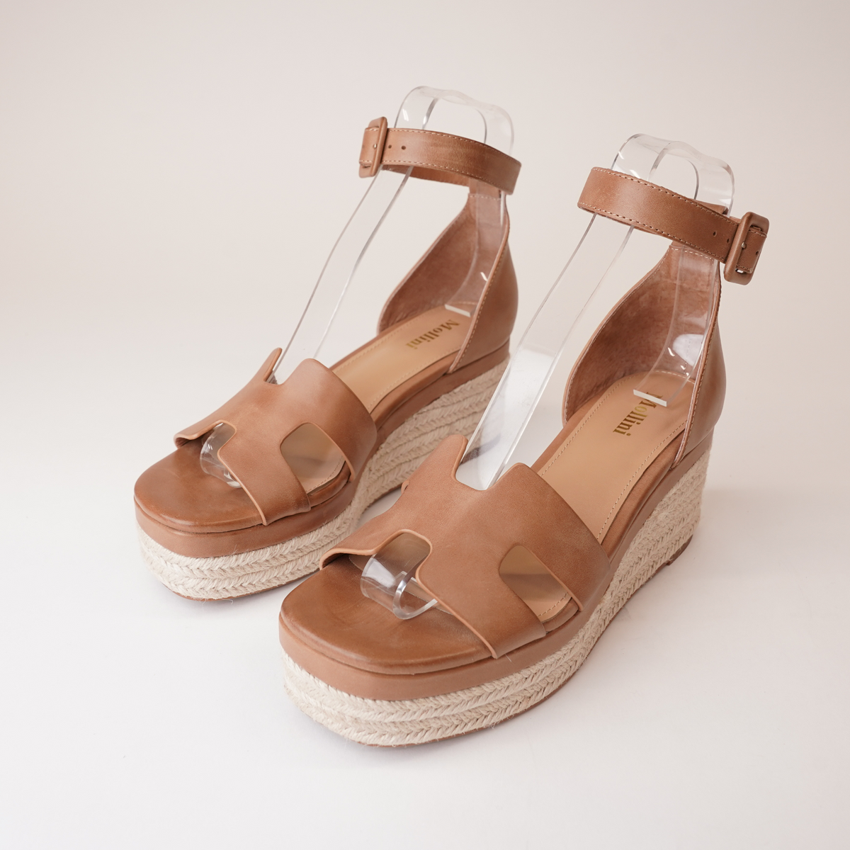 Geegie Tan Leather Espadrille Wedges