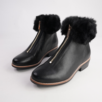 Lollys Black Leather/ Black Fur Ankle Boots - DJANGO AND JULIETTE | Shouz