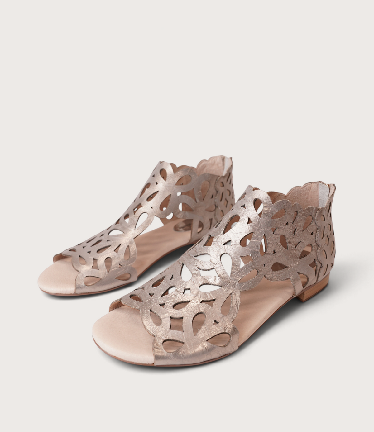 Pietro Champagne Metallic Leather Sandals