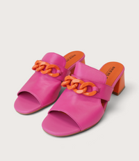 Adder Fuchsia/ Orange Leather Heels