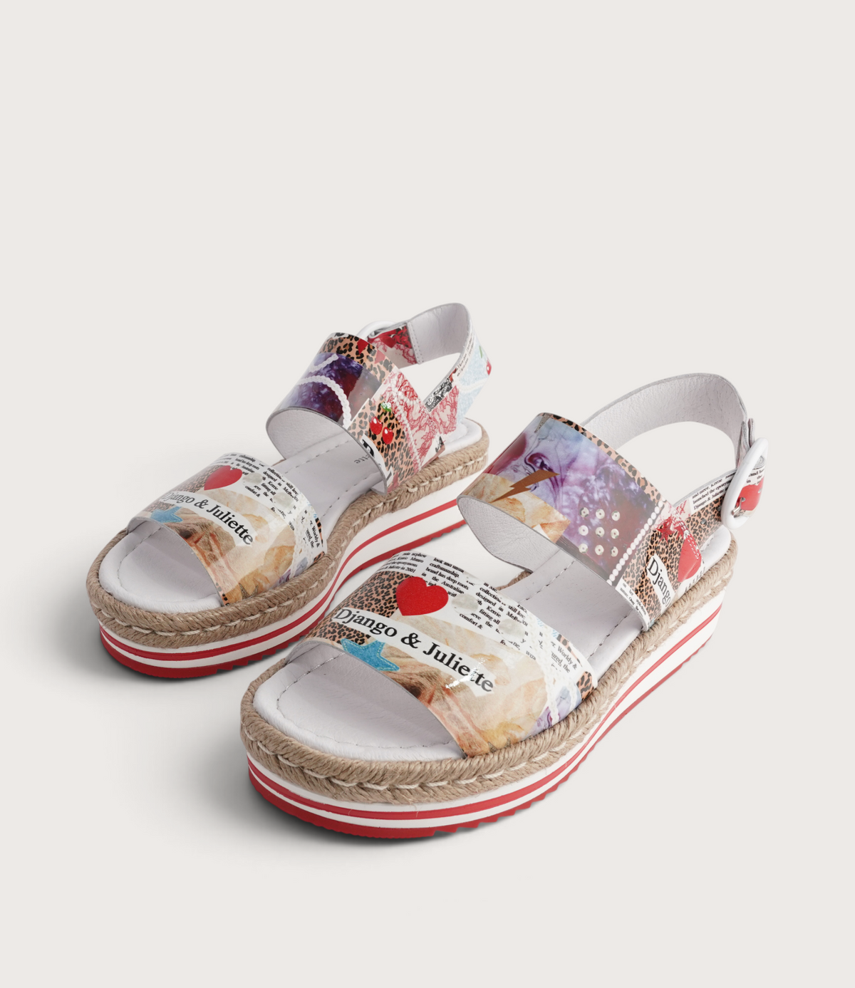 Atha Collage Print Leather Sandals