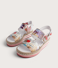 Atha Collage Print Leather Sandals