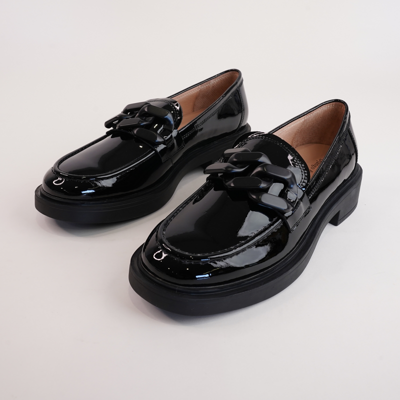 Ishie Black Patent Leather Loafers